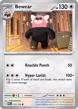 Bewear 112/132 Pokemon card