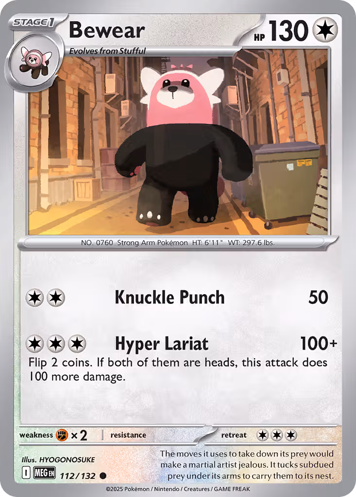 Bewear 112/132 Pokemon card