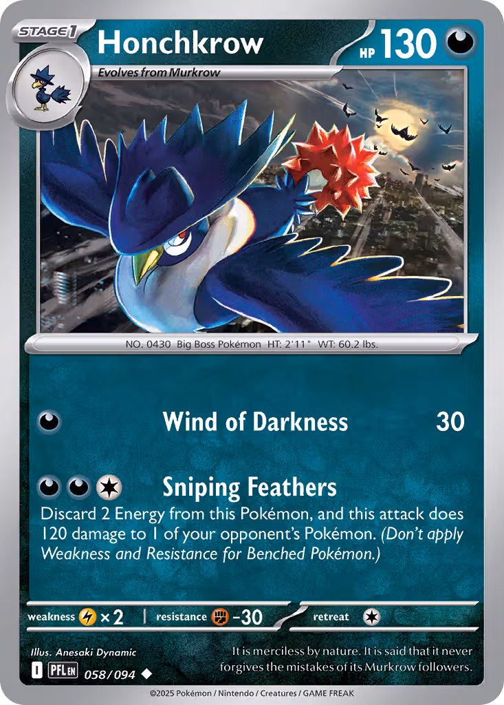 Honchkrow 58/94 Pokemon card