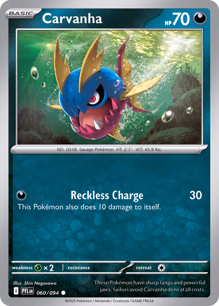 Carvanha 60/94 Pokemon card