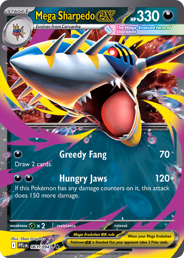 Mega Sharpedo ex 61/94 Pokemon card
