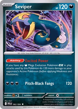 Seviper 62/94 Pokemon card