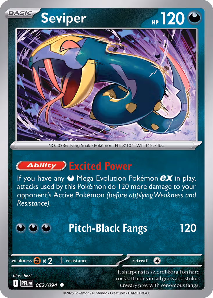 Seviper 62/94 Pokemon card