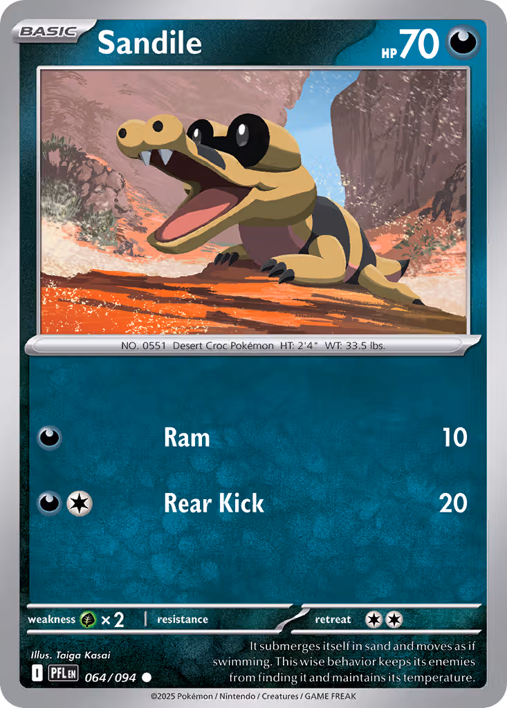 Sandile 64/94 Pokemon card