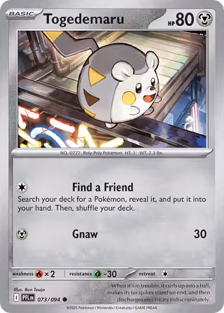 Togedemaru 73/94 Pokemon card