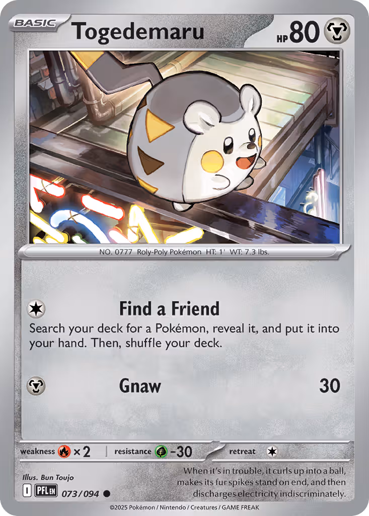 Togedemaru 73/94 Pokemon card