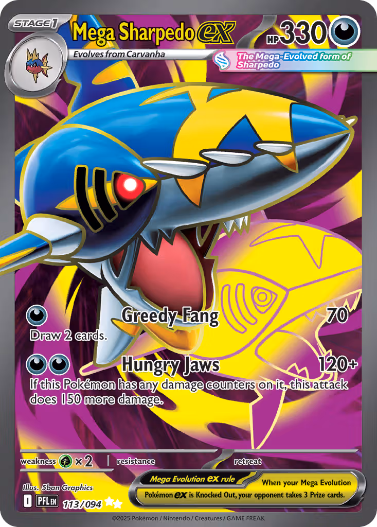 Mega Sharpedo ex 113/94 Pokemon card
