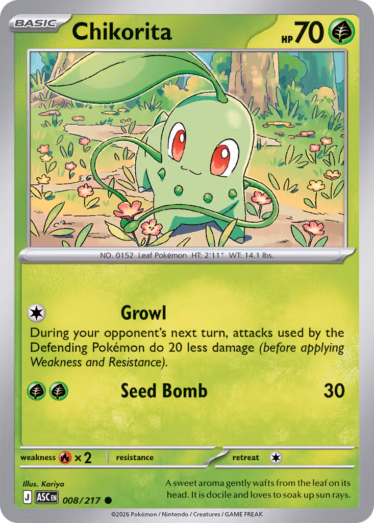Chikorita 8/217 Pokemon card
