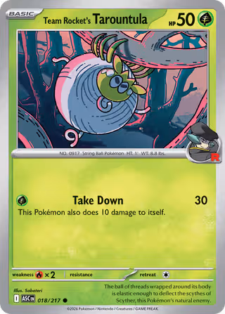 Team Rocket's Tarountula 18/217 Pokemon card