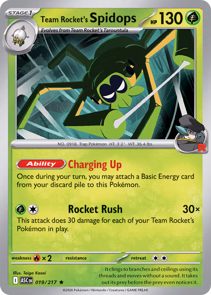 Team Rocket's Spidops 19/217 Pokemon card