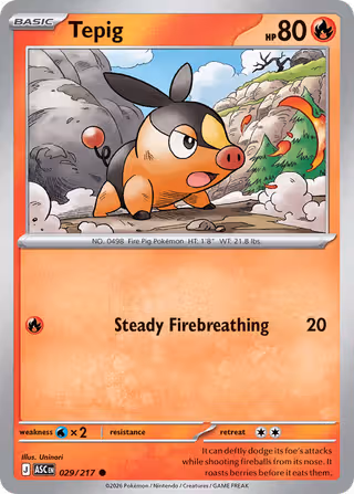 Tepig 29/217 Pokemon card