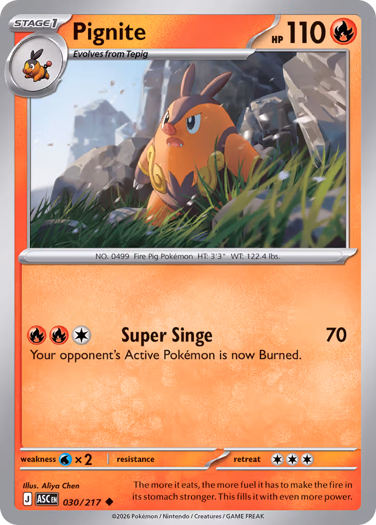 Pignite 30/217 Pokemon card