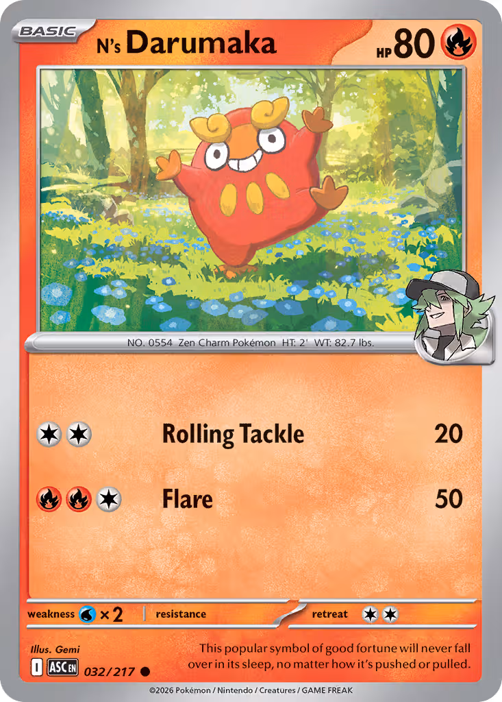 N's Darumaka 32/217 Pokemon card