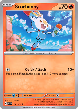 Scorbunny 36/217 Pokemon card