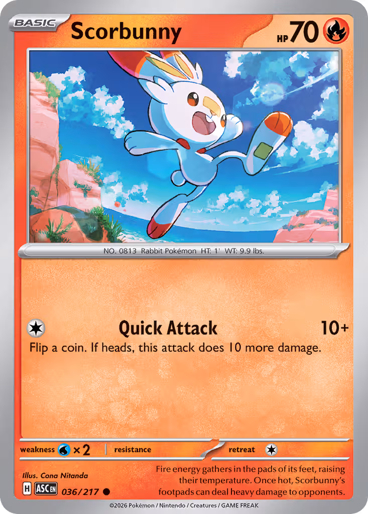 Scorbunny 36/217 Pokemon card