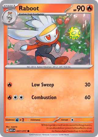 Raboot 37/217 Pokemon card