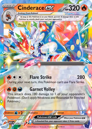 Cinderace ex 38/217 Pokemon card