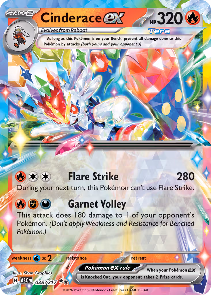 Cinderace ex 38/217 Pokemon card