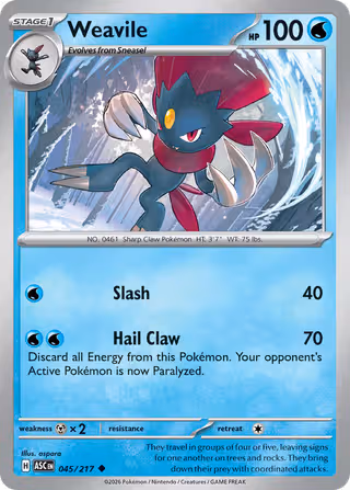 Weavile 45/217 Pokemon card