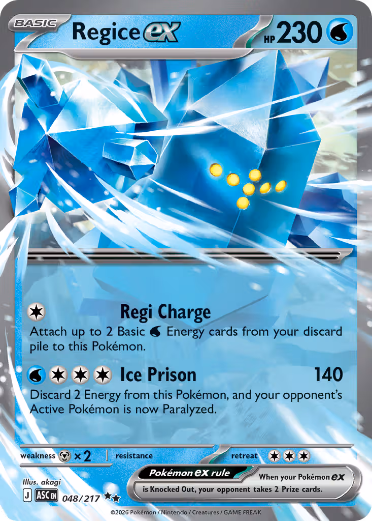 Regice ex 48/217 Pokemon card