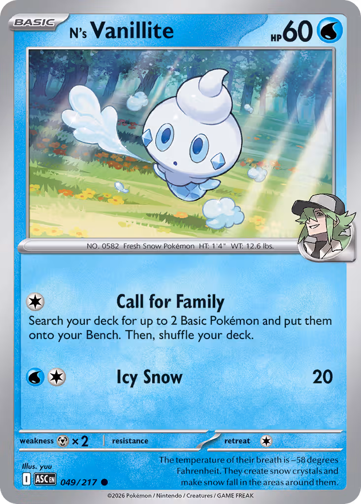 N's Vanillite 49/217 Pokemon card