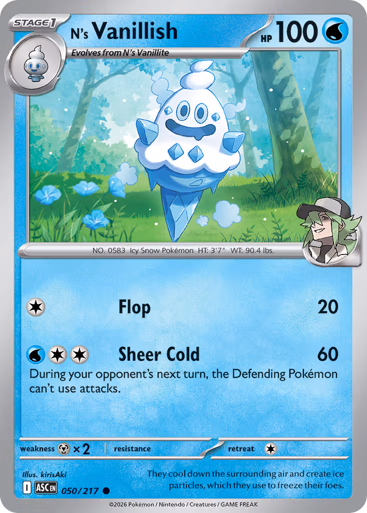 N's Vanillish 50/217 Pokemon card