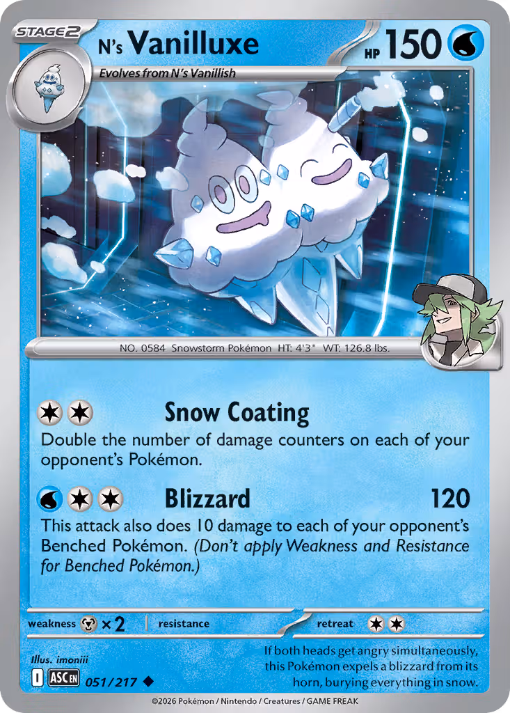 N's Vanilluxe 51/217 Pokemon card
