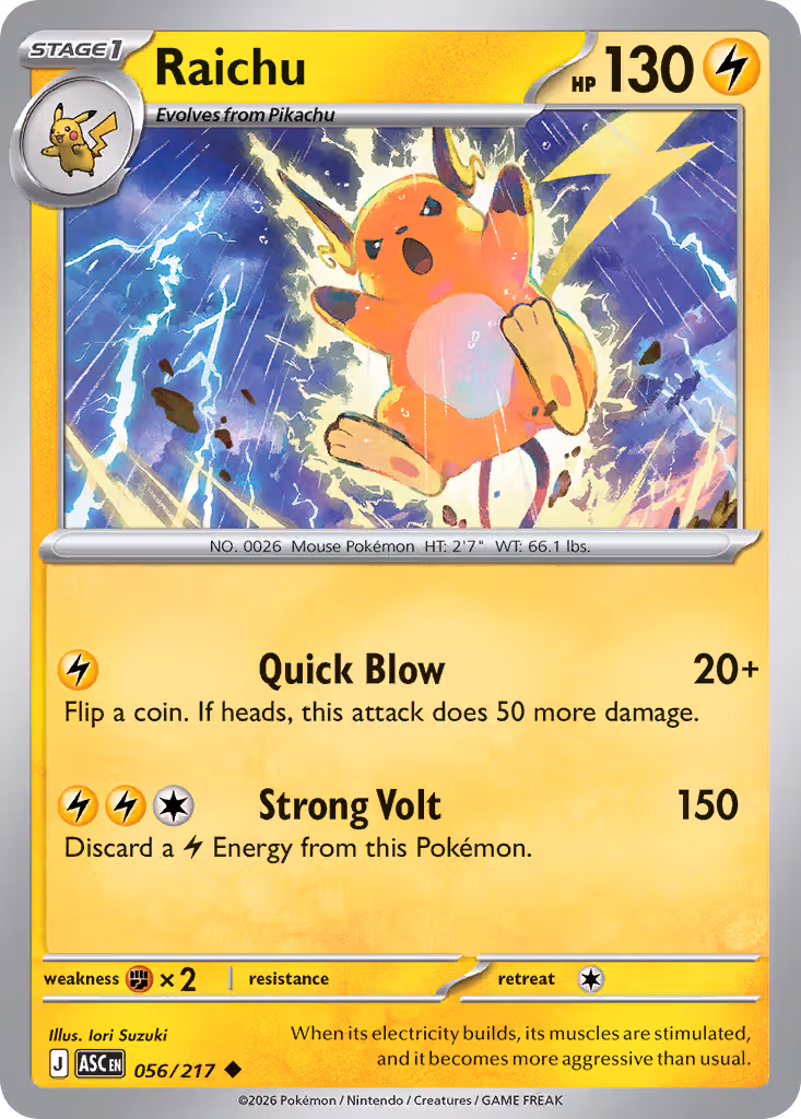 Raichu 56/217 Pokemon card