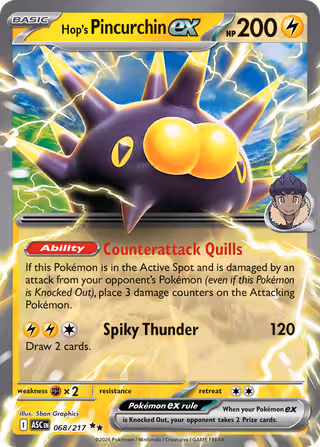 Hop's Pincurchin ex 68/217 Pokemon card