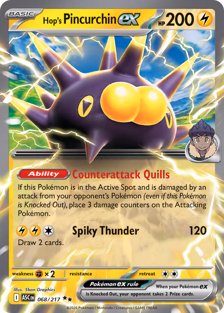 Hop's Pincurchin ex 68/217 Pokemon card