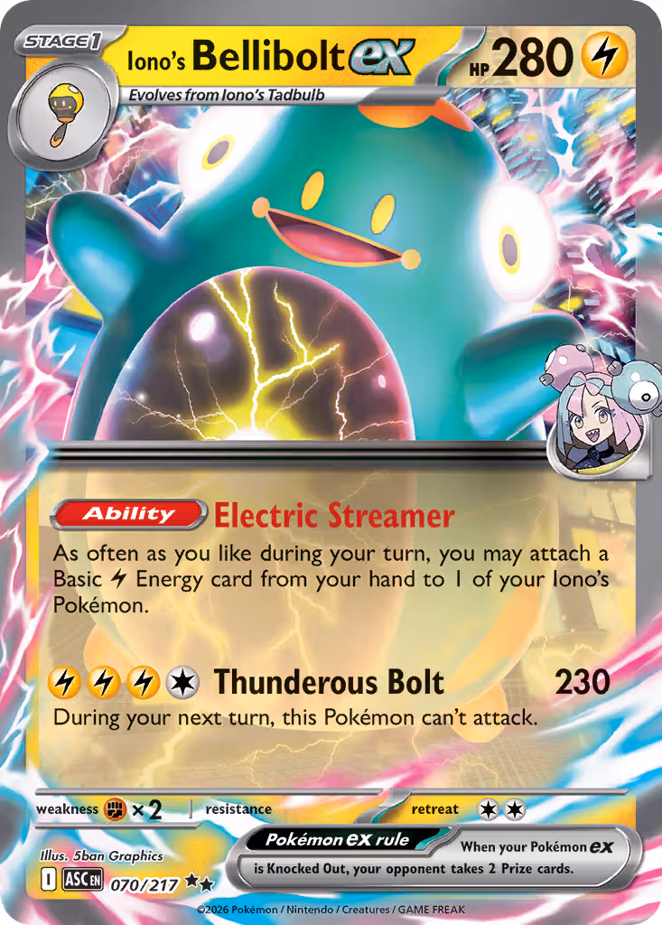 Iono's Bellibolt ex 70/217 Pokemon card