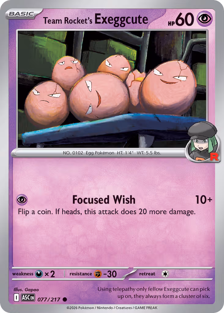 Team Rocket's Exeggcute 77/217 Pokemon card