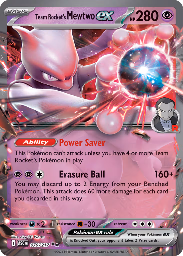 Team Rocket's Mewtwo ex 79/217 Pokemon card