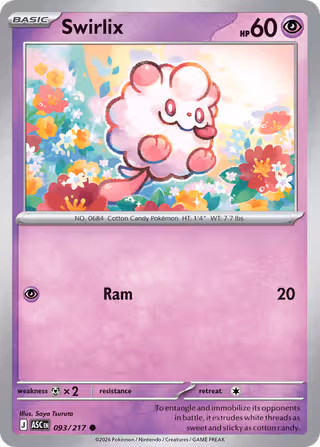 Swirlix 93/217 Pokemon card
