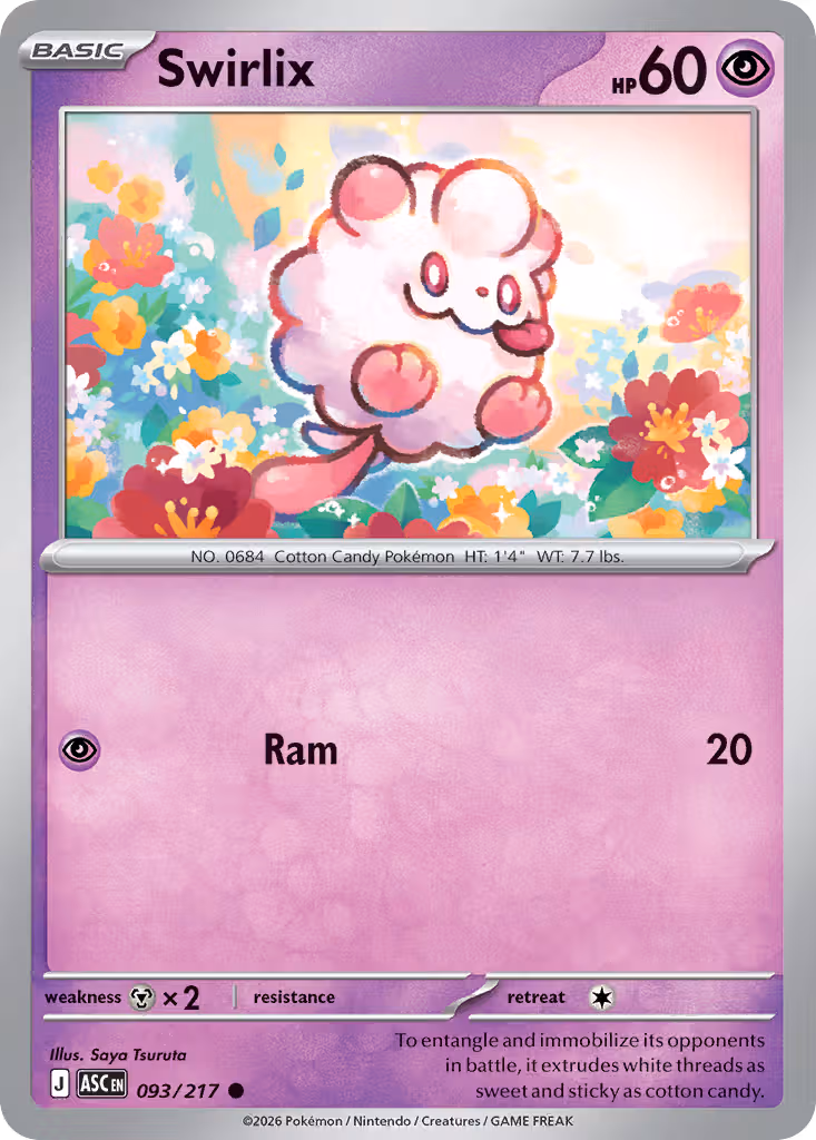 Swirlix 93/217 Pokemon card