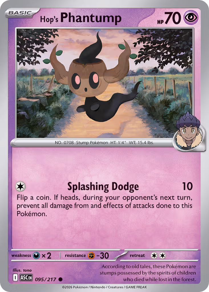 Hop's Phantump 95/217 Pokemon card