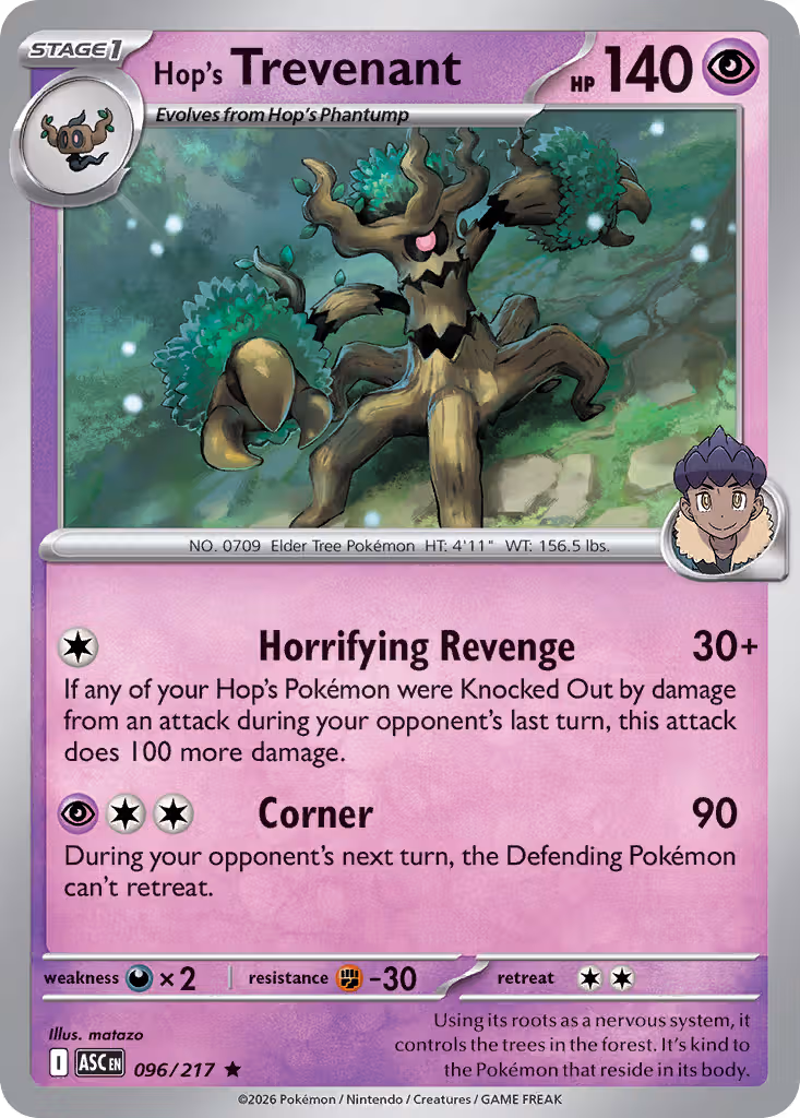 Hop's Trevenant 96/217 Pokemon card