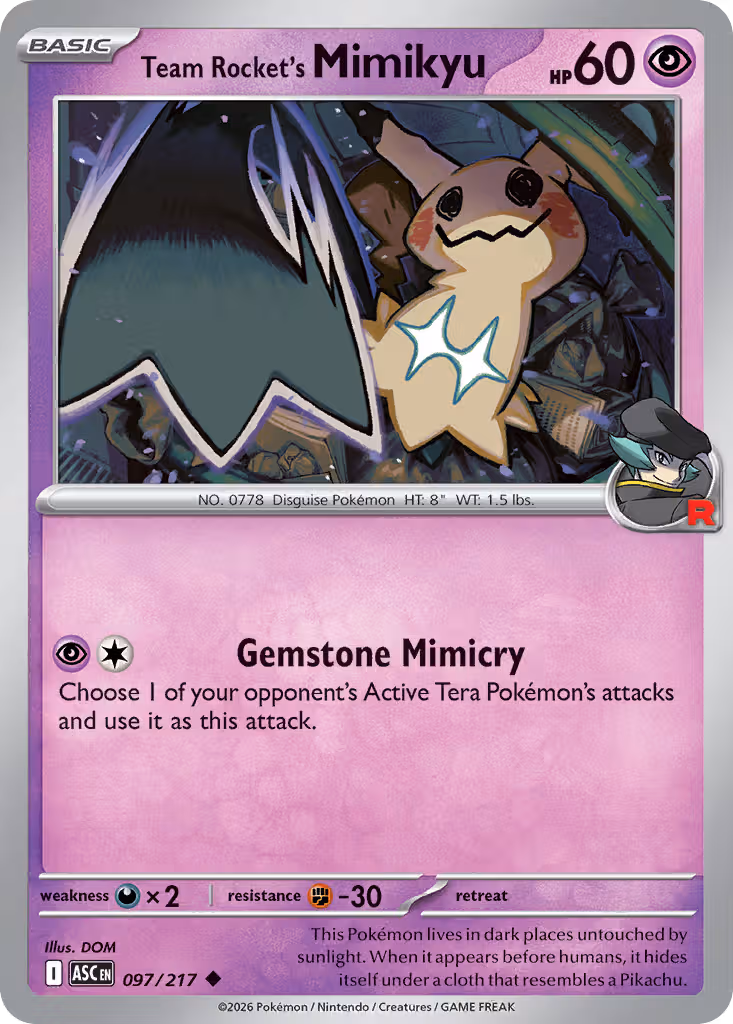 Team Rocket's Mimikyu 97/217 Pokemon card
