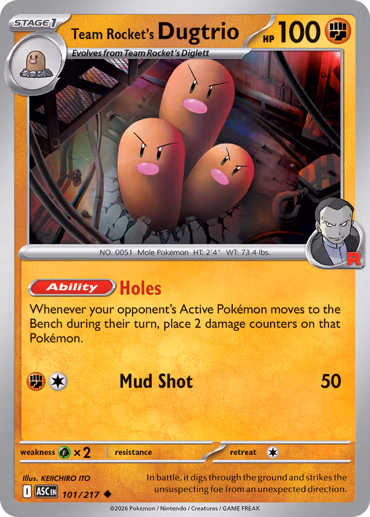 Team Rocket's Dugtrio 101/217 Pokemon card