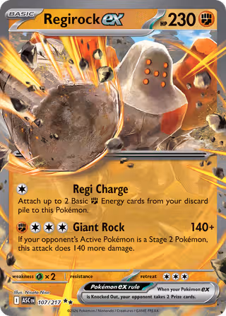 Regirock ex 107/217 Pokemon card