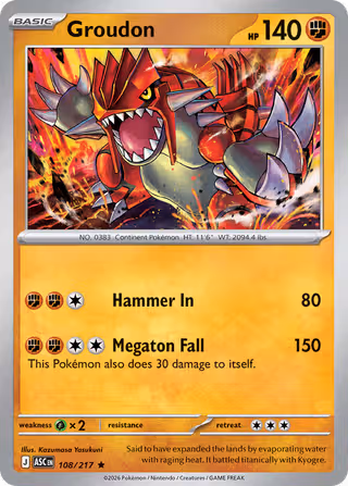 Groudon 108/217 Pokemon card