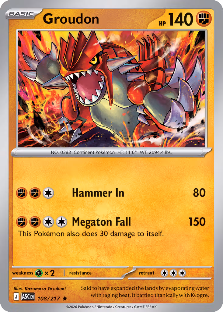 Groudon 108/217 Pokemon card