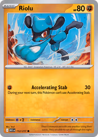 Riolu 112/217 Pokemon card
