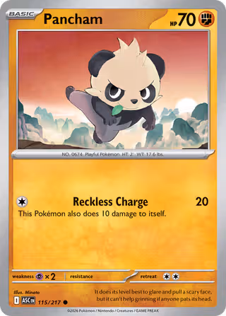 Pancham 115/217 Pokemon card