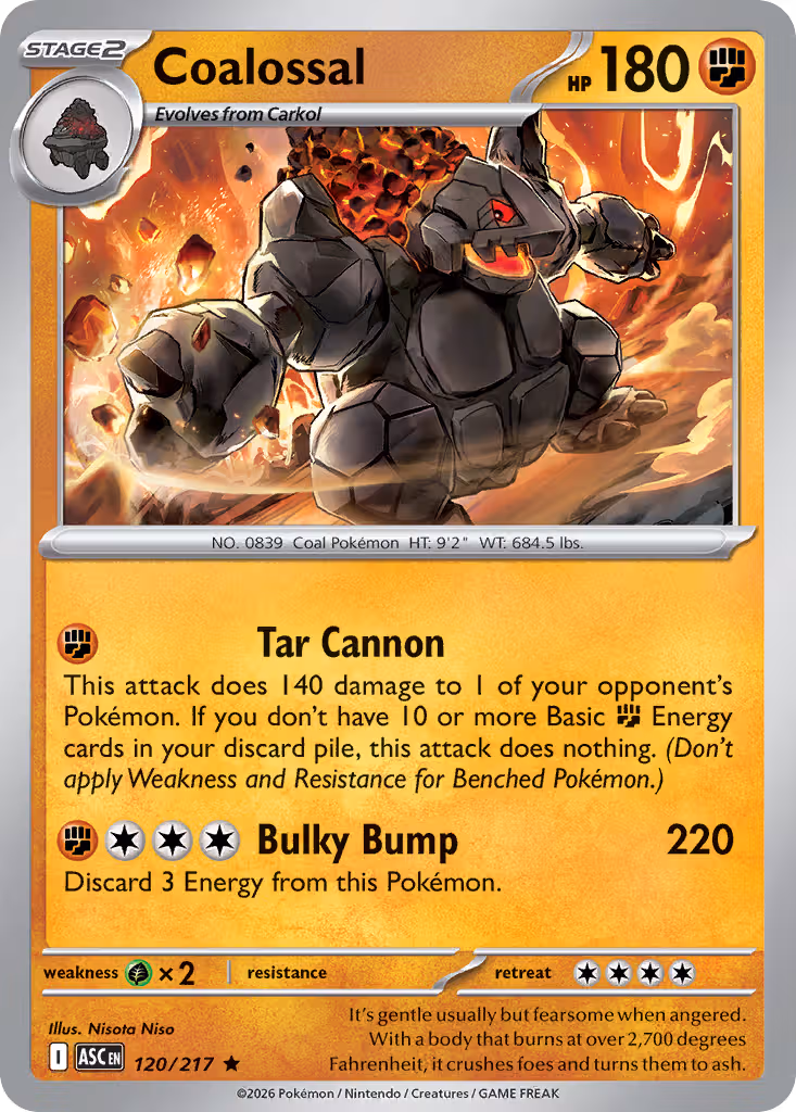 Coalossal 120/217 Pokemon card