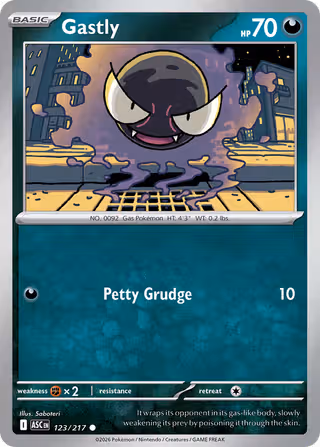 Gastly 123/217 Pokemon card
