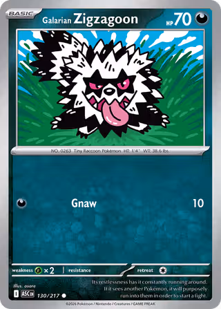 Galarian Zigzagoon 130/217 Pokemon card