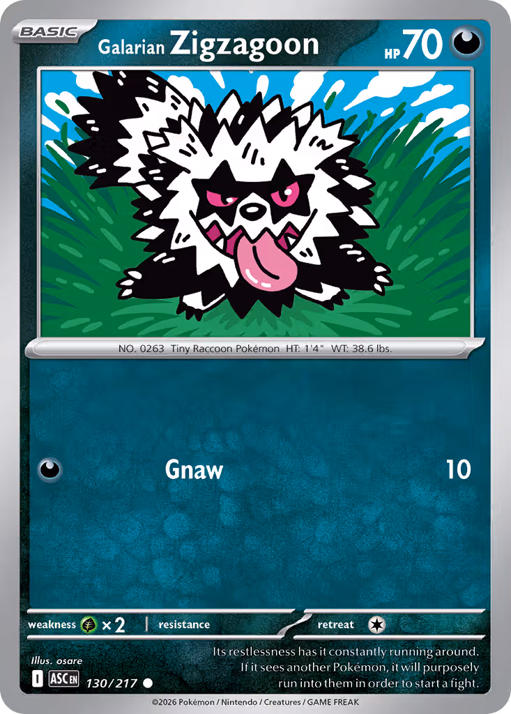 Galarian Zigzagoon 130/217 Pokemon card