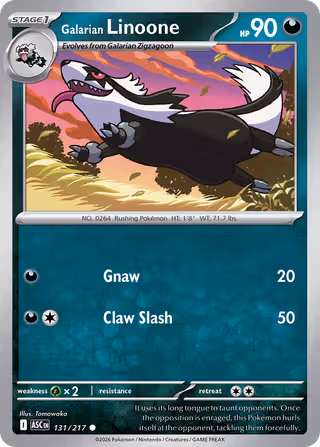 Galarian Linoone 131/217 Pokemon card