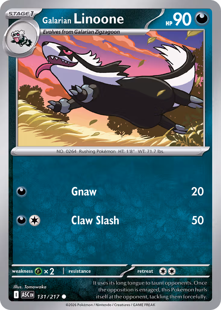 Galarian Linoone 131/217 Pokemon card